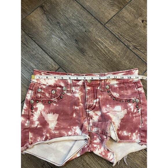 Miss Me JE1063H3 Red Tie Dye Acid Washed Shirts Embellished Women’s Size 26 - Picture 4 of 6